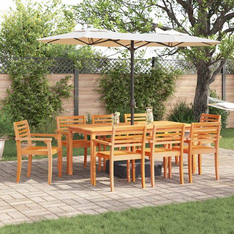 vidaXL Garden Dining Set 9 pcs Brown Solid Acacia Wood (1/5)