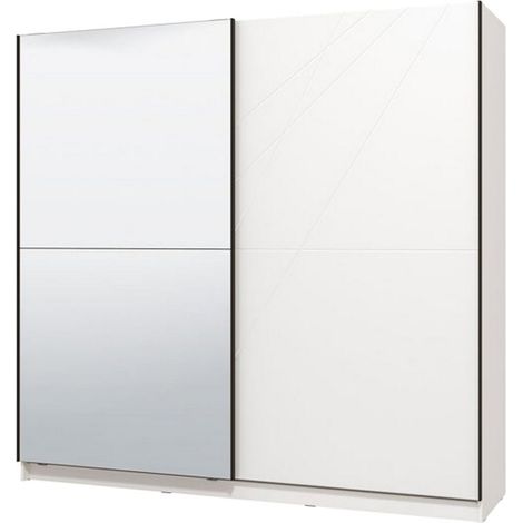 Guardaroba Grande Galtelli, Armadio Camera da Letto Appendiabiti, 8 Ripiani, Apertura Scorrevole, 217x210h cm Bianco Opaco