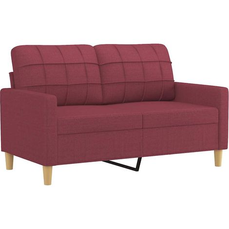 Canapé  Sofa à 2 places Rouge bordeaux 120 cm Tissu (1/5)