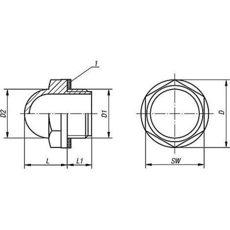KIPP Ölschauglas gewölbt D1=G3/8 D=22 Thermoplast (1/2)