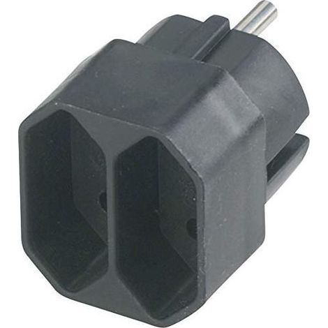 Rev Transition Plug 2-Fold Black Eurosteckdosen