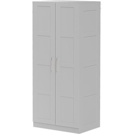 Double Paneled Door Wardrobe, Shelves - Grey (1/5)