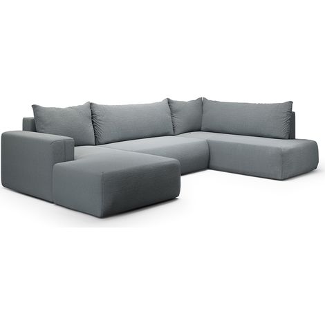 U-Sofa 5-sitzig umbaubar Truhe Bliss Grau