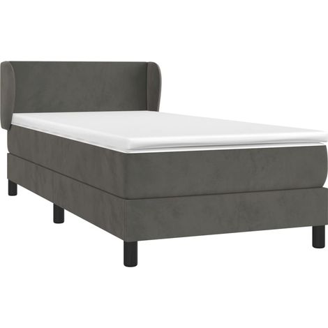 Box Spring Bed with Mattress Dark Grey 90x190 cm Velvet vidaXL (1/4)