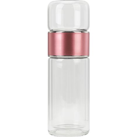 Bouteille d'eau en verre à double paroi avec séparation thé/eau, portable et multifonction pour bureau et maison (1/5)