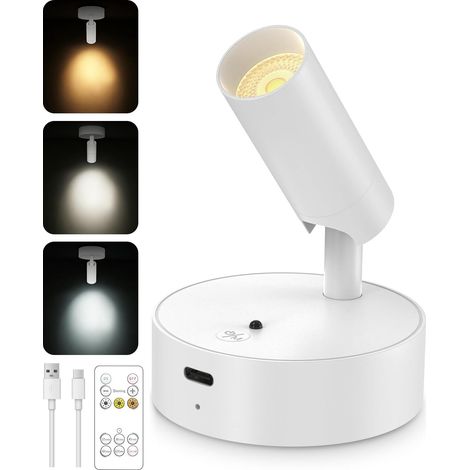 Spot LED Sans Fil pour intérieur 3000 mAh,Applique Murale Intérieure rechargeable à 3 couleurs et gradation de lumière, pour mur et arbre, éclairage ascendant autocollant pour plantes (1/5)