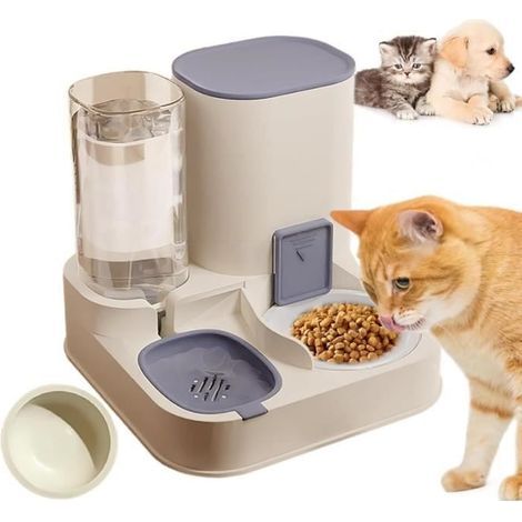 (Blau) Katzenfutterspender, 2-in-1-Wasserspender mit einfacher Reinigung, für kleine Hunde, Blau-01 (1/4)