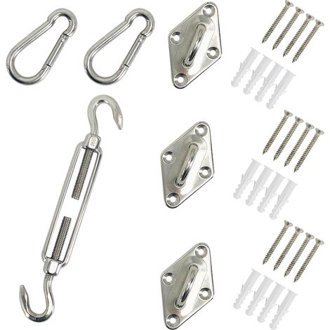 Greenbay 304 Stainless Steel Sun Shade Sail Fixing Kit for Triangle Shade Sails Fixing Hardware Accessories Kit (1/6)