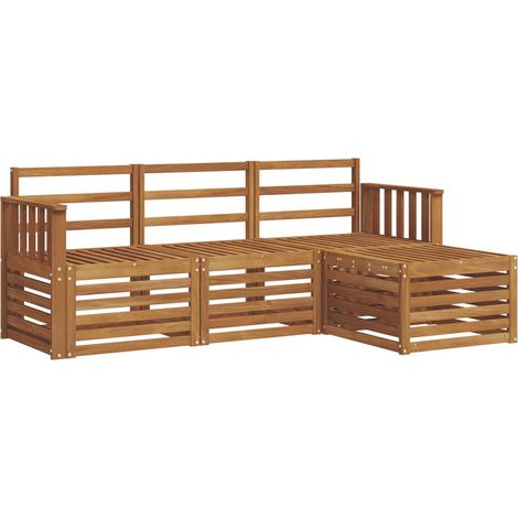 Ensembles de canapés 4 pcs Salon de jardin Naturel Bois d'Acacia Massif