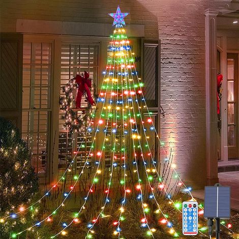 Guirlande Lumineuse Sapin de Noël Avec Étoile, 2M9 Branche 198 LEDs, 8 Modes d'Éclairage, Télécommande, Étanche USB pour Arbre de Noël (1/5)