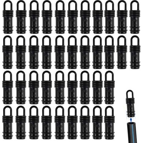40 x Drip Irrigation End Plugs for Heavy Duty Plastic Pipe Fittings, Waterproof Adapters for Automatic Irrigation Systems, Garden, Greenhouse and Lawn (1/5)