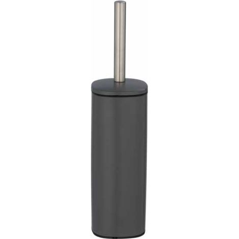 WENKO Scopino per WC chiuso Alassio, design chiuso, scopino WC nero, Acciaio, 9,3x39,2x9,3 cm, grigio opaco (1/5)