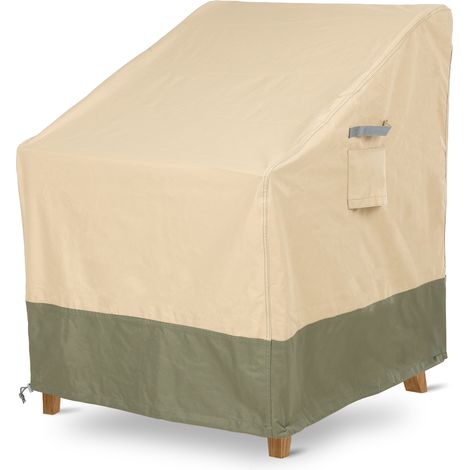Robuste Gartenstuhl-Abdeckung, 600D wasserdichtes Oxford-Gewebe, Gartenmöbel-Sitzbezüge mit Luftöffnungen für Tiefe Sitze / Schaukelstuhl / Outdoor-Drehstuhl (1/4)