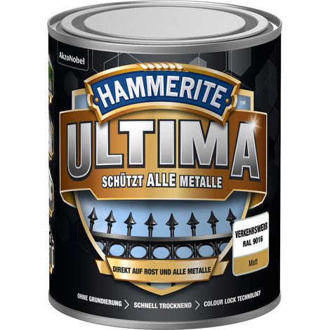 Hammerite Metallschutzlack Ultima Matt, VerkehrsweiĂź, RAL 9016, 750 ml (1/5)