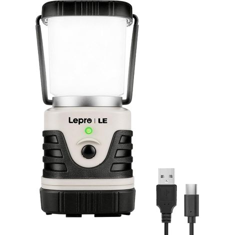Lampe Camping LED Rechargeable 1000Lm, 4 Modes Dimmable, IPX4 Etanche Éclairage 360°, Recharge USB (1/5)