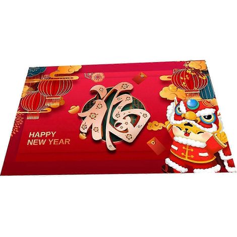 Tapis d'entrée en polyester, tapis de bain antidérapant pour salle de bain, décoration de fête-Fortune Tigers (1/5)
