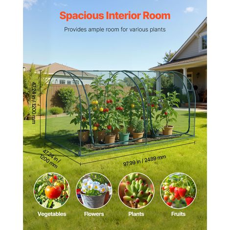 Cage à Culture Jardin 2,5x1,2x1,2 m Cage à Plantes avec Porte Zippée pour Tomates, Filet Anti Oiseaux Résistante au Vent Filet de P… (1/5)