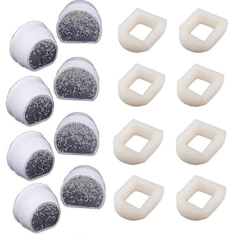New set of 16 foam pre-filters and activated carbon filters, compatible with the Petsafe Drinkwell Fountain Inox 360 Avalon fixed water dispenser.