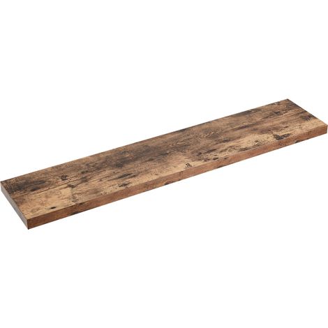 Étagère murale flottante 120 cm – MDF marron rustique – Design industriel pour livres et décorations – Fixation murale incluse (1/5)