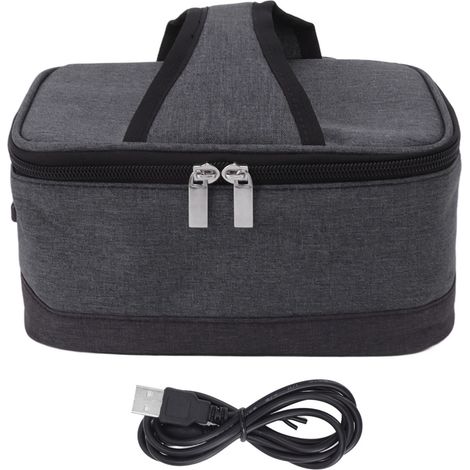 Sac isotherme chauffant pour repas électrique portable, boîte à déjeuner USB à chauffe constante, gris clair, 1 pièce (1/4)