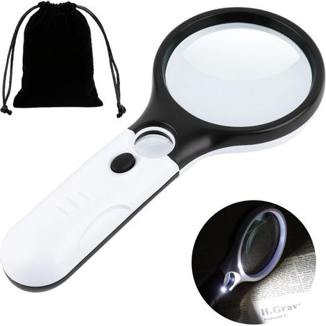 Loupe de Lecture éclairée,Loupe 10X 30X,Loupe Grossissante à Main,Loupe Eclairante,Loupe Lumineuse pour journaux,Lecture, Bijoux, Seniors, Malvoyant, Observation et Travaux Manuels (1/4)