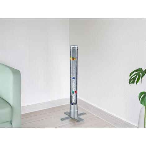 Sprudelnde Farbwechsel LED Lichtsäule MOTION Wassersäule & Deko Fische H. 61cm (1/5)