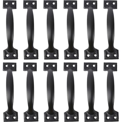 Lot de 12 poignées porte placard cuisine en fer noir, style (1/5)