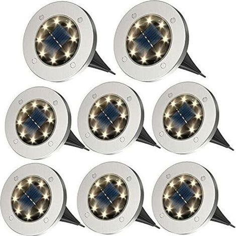 Crezuo 8er-Pack Solarleuchten für den Außenbereich (Warmweiß) – IP65 wasserdichte Solarleuchten – für Garten, Rasen, Terrasse und Hof