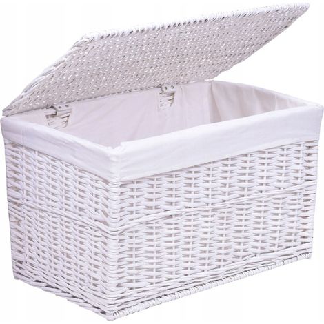 CESTINO PORTABIANCHERIA BIANCO IN VIMINI PER INTIMO E GIOCATTOLI, 65L