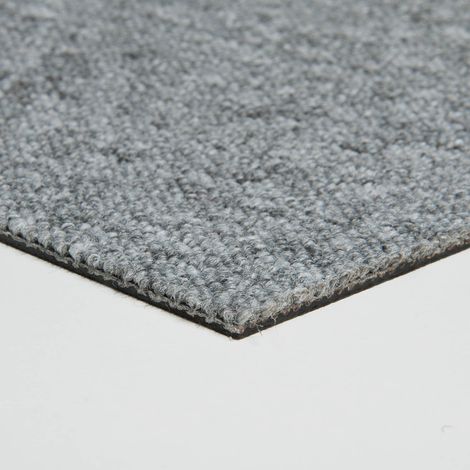 Dalle moquette grise 50x50 cm – Moquette bouclée antidérapante – Pose plombante sans colle – 100% polypropylène, facile à entretenir – Schatex (1/5)
