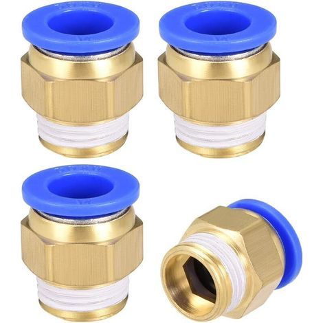 4pcs Raccordi pneumatici diritti a connessione rapida G1/2 maschio x 14 mm tubo OD (1/4)