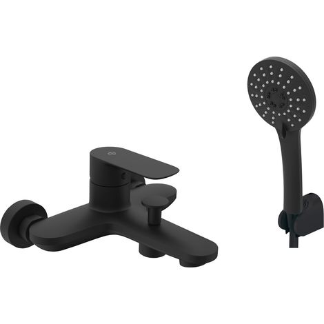 Grifo de bañera con mezclador monomando Cassio negro GME (1/2)