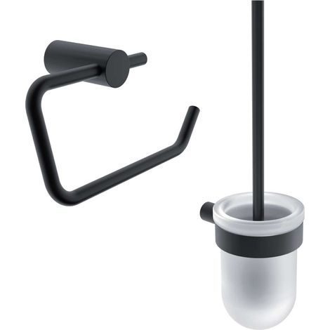 Nimco Bormo - Juego de accesorios para inodoro, cristal/negro mate BRC set-94WN-90 (1/2)