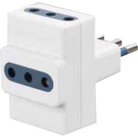 ADATTATORE TRIPLO 10A CARDINALE 2P+T- prese 10A 2P+T