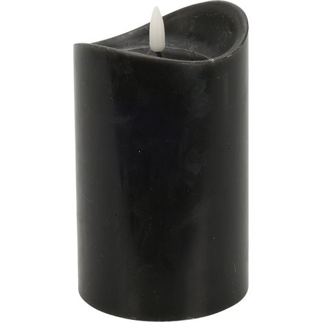Candela natalizia decorativa colorata, con luce a LED lampeggiante e timer, a batteria -9 x 10 cm / Nero (1/5)