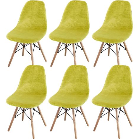 Set of 2/4/6 Mid-Century Modern Dining Chair Covers – Armless Chair Covers for Kitchen, Dining Room (Grass Green) (1/5)