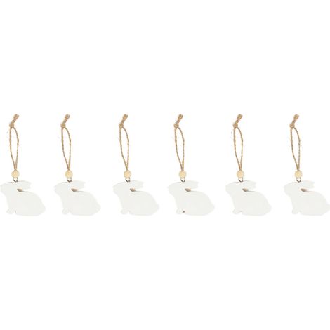 TrendLine Streudeko Hase Holz 5 x 3,5 cm weiß 6er Set Dekoration (1/2)