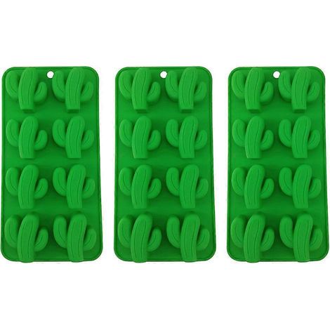 Lot de 3 moules à pâtisserie créatifs en forme de cactus, bacs à glaçons, moules à bonbons et chocolats en silicone, moules à faire soi-même pour la cuisine (couleur aléatoire)-21.00X11.00X2.00CM-Gree