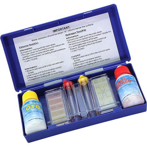 Kit de test pH piscine, analyseur d'eau chlore résiduel, coffret OTO entretien, outillage de maintenance bassin (échantillon indisponible, procédure standard) - Exclusivité Mexique. (1/5)