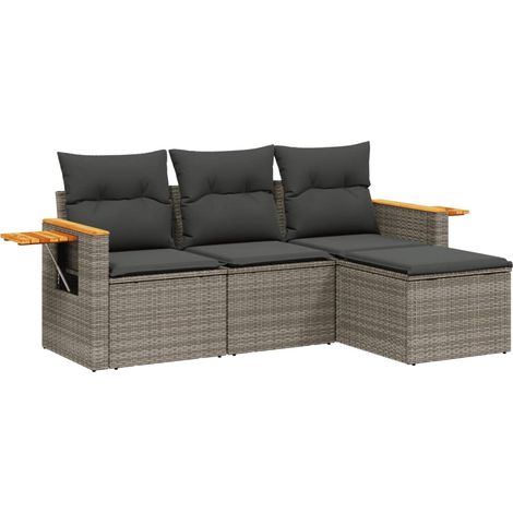 Maison Exclusive - 4-tlg. Garten-Sofagarnitur mit Kissen Grau Pol
