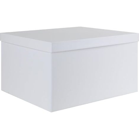 Boîte de Rangement, Blanc Boîtes avec Couvercle 38 x 28 x 19 cm Grand Ruban Carton pour Maison Chambre Salon Bureau École (1/5)