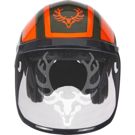 Casque forestier PROTOS KOX – Protection auditive et visière intégrale – Norme EPI – Haute visibilité vert olive/orange fluo