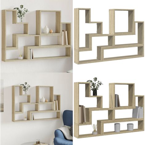 Wandregal Sonoma-Eiche 96x12x64 cm Holzwerkstoff - Holzwerkstoff Wandregal - Wandregal 96x12x64 cm (1/5)