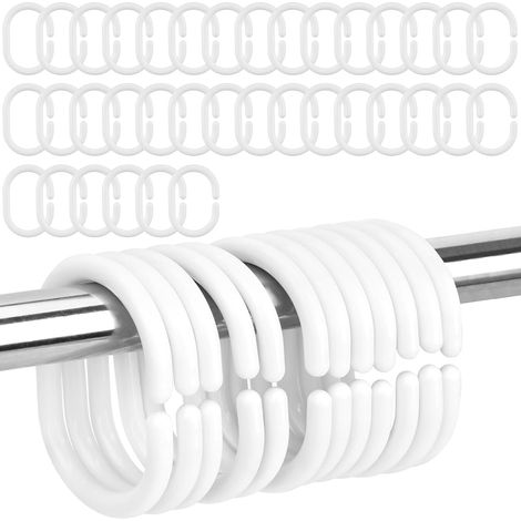 48 Pièces Anneaux pour Rideaux de Douche, Anneaux de Rideaux, Anneauxs de Rideau de Douche en Plastique, pour Tringle de Fenêtre de Salle de Bain (1/5)