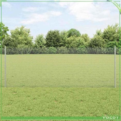 Kit clôture acier argent 100 m x 0,8 m (H 80 cm) - 44 poteaux, rouleau + visserie, résistant intempéries (1/5)