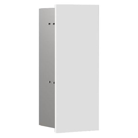Module Brosse WC encastré, Armoire de Salle de Bain avec Brosse WC, Armoire Haute avec Fonction Push to Open et butée à Gauche, Blanc Mat (1/4)