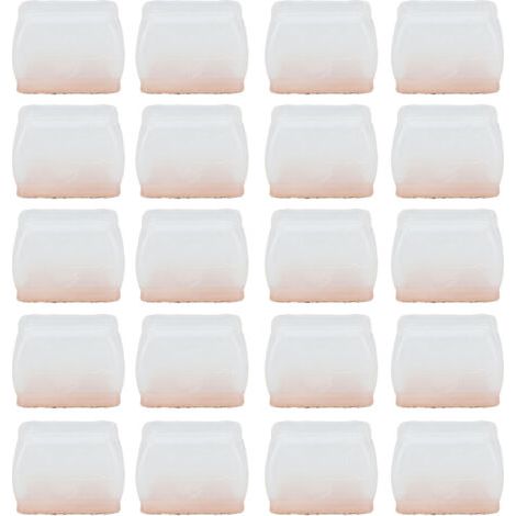 Protège-Jambes de Chaise Transparent 20 Pièces Rectangulaire en Feutre de Caoutchouc Mouvement Lisse Résistant à l'usure Muet pour Plancher de Bois Franc (S) (1/5)