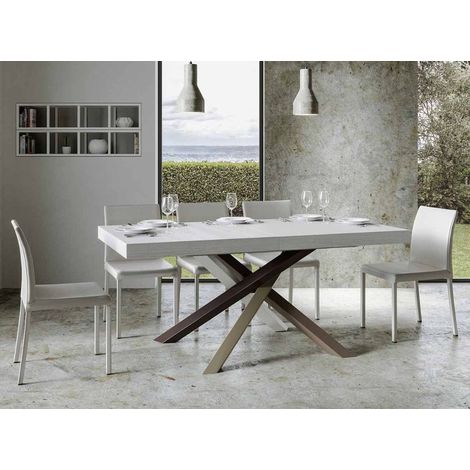 Table extensible 6 à 12 personnes blanche et pieds entrelacés 4 couleurs L 160 à 264 cm Artemis (1/5)