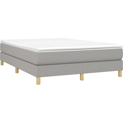 vidaXL Sommier à lattes de lit avec matelas Gris clair 140x190cm Tissu (1/5)