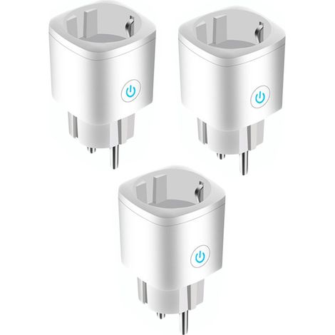 Prise Connectée WiFi - Mesure de Consommation Électrique Jusqu'à 16 A - Compatible Alexa Google Home - Contrôle App et Vocal - Minuterie Programmable - 3 Pièces